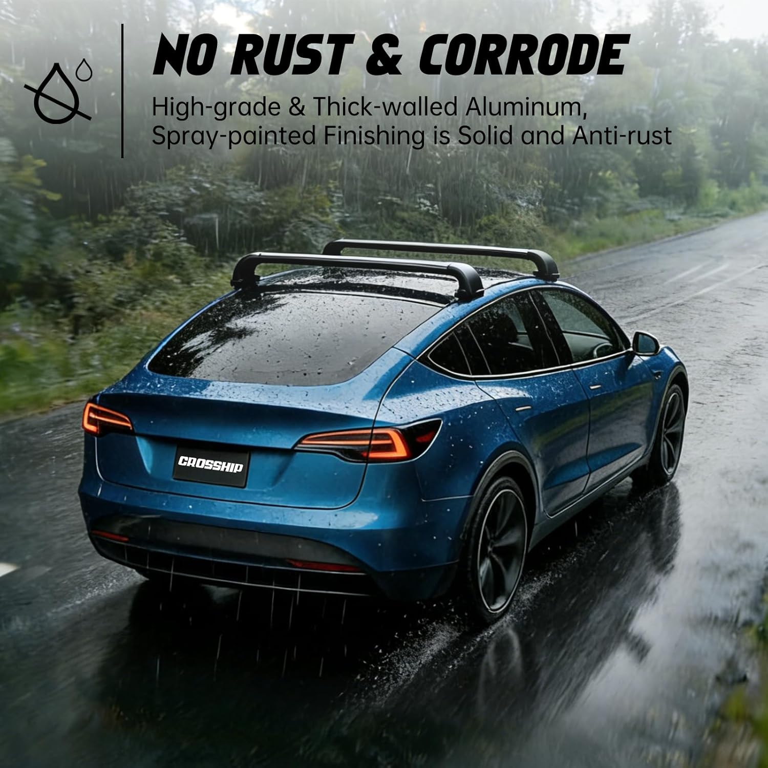 Lockable Roof Rack Cross Bars Compatible with Tesla Model Y 2020-2025, Heavy Duty Aluminum Crossbars, Anti-Theft Roof Bars for Rooftop Cargo Luggage Kayak