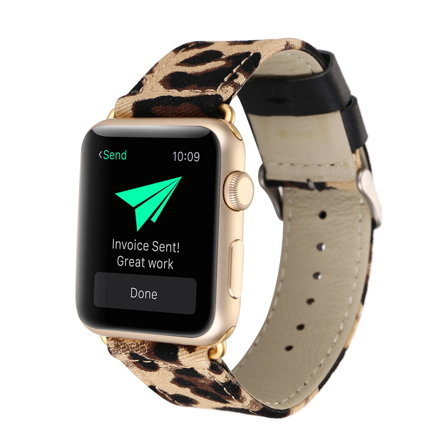 for Watch Band 42mm/44mm, Cheetah Leopard Print Denim Replacement Band Strap with Stainless Steel Metal Clasp for Watch Series 4 Series 3 2 1, Sport, Edition