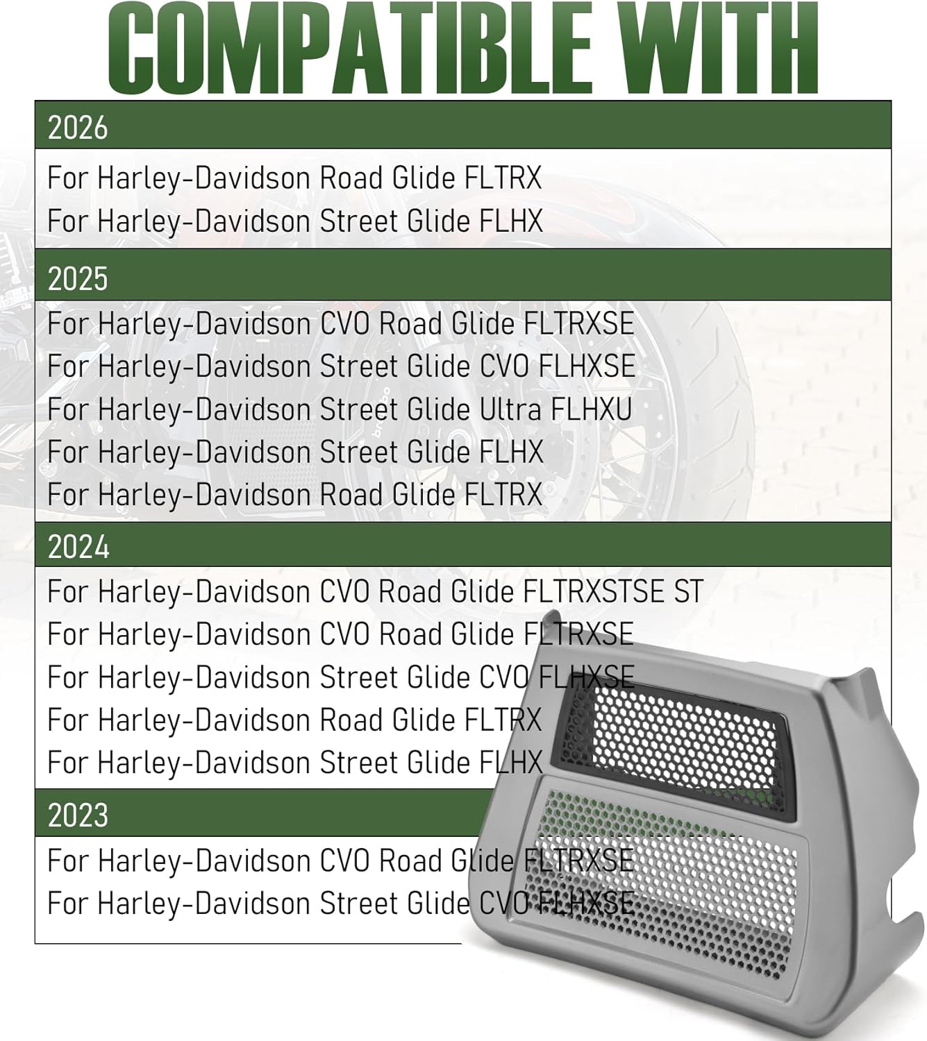 Upgraded Chin Spoiler Radiator Cover with Skid Plate Compatible with Harley Davidson Touring CVO Street Glide&CVO Road Glide 2023.5-2026,Street Glide and Road Glide 2024-2026 (Billiard Gray)