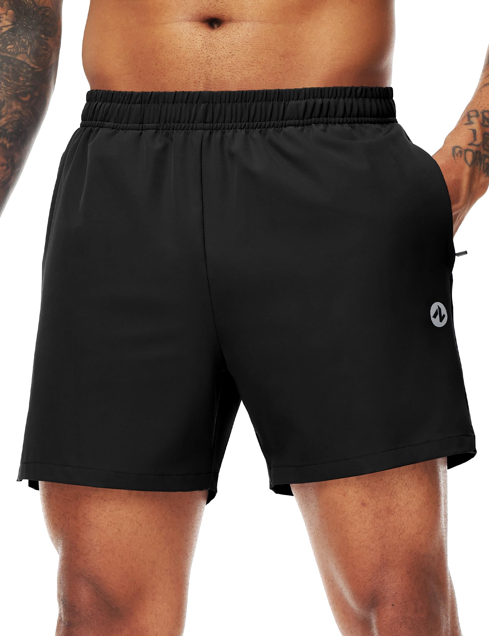 NepestMen’s Running Athletic Shorts with Zipper Pockets 5 in Inseam Linerless Dry Fit Workout Gym Shorts