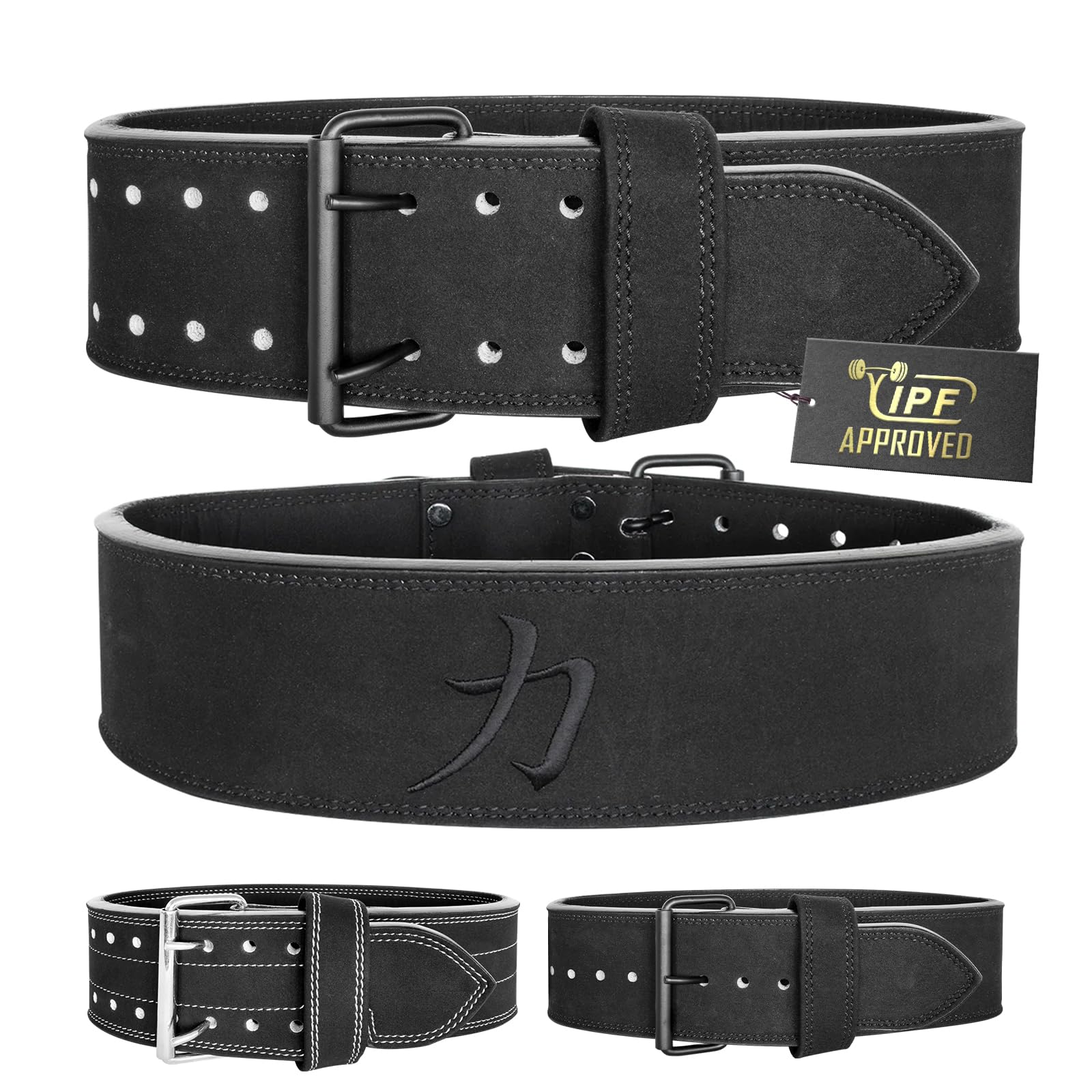 Strength Shop Ceinture de force musculation 13 mm avec boucle, Certifié IPF, ceinture musculation homme et femme, robuste et durable, stabilise le tronc et la colonne pendant l'entraînement