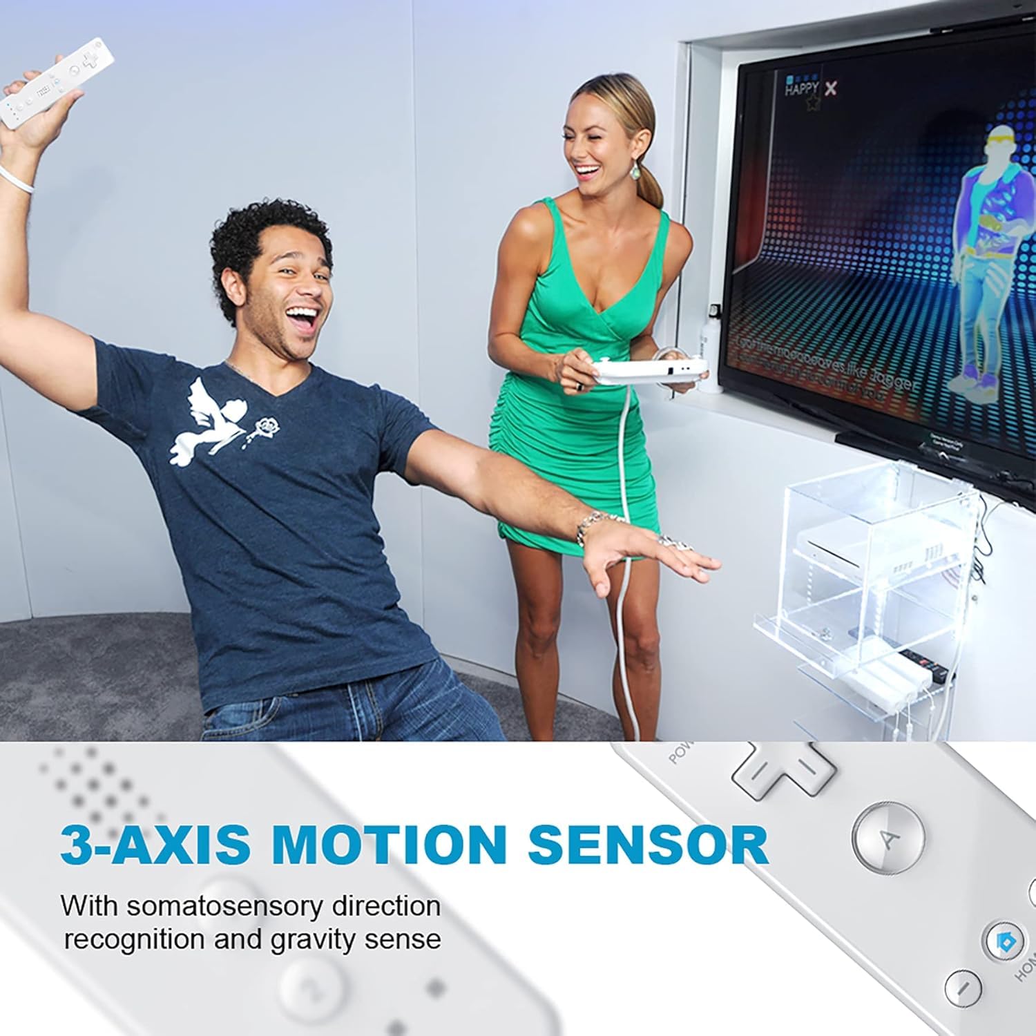 SWCTIM Wii Controller 2 Pack,Wii U Controller mit Silikonhülle und Handgelenkriemen,Nicht Motion Plus,Weiß