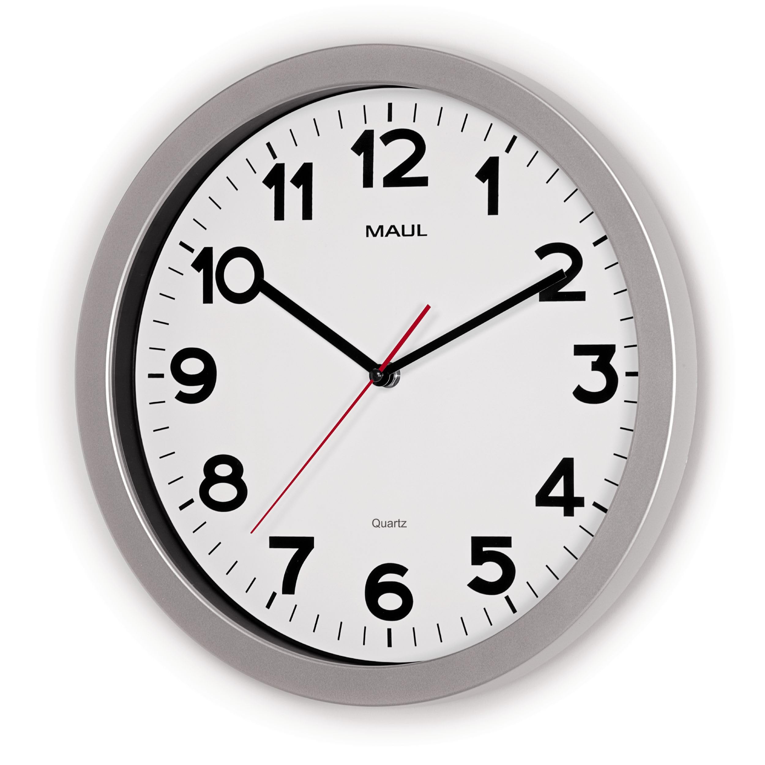 Maul Orologio da parete MAULstep Ø 35 cm | Orologio al quarzo con regolazione automatica dell'ora | Orologio moderno per ufficio e cucina | Grande orologio da parete con buona leggibilità in grandi