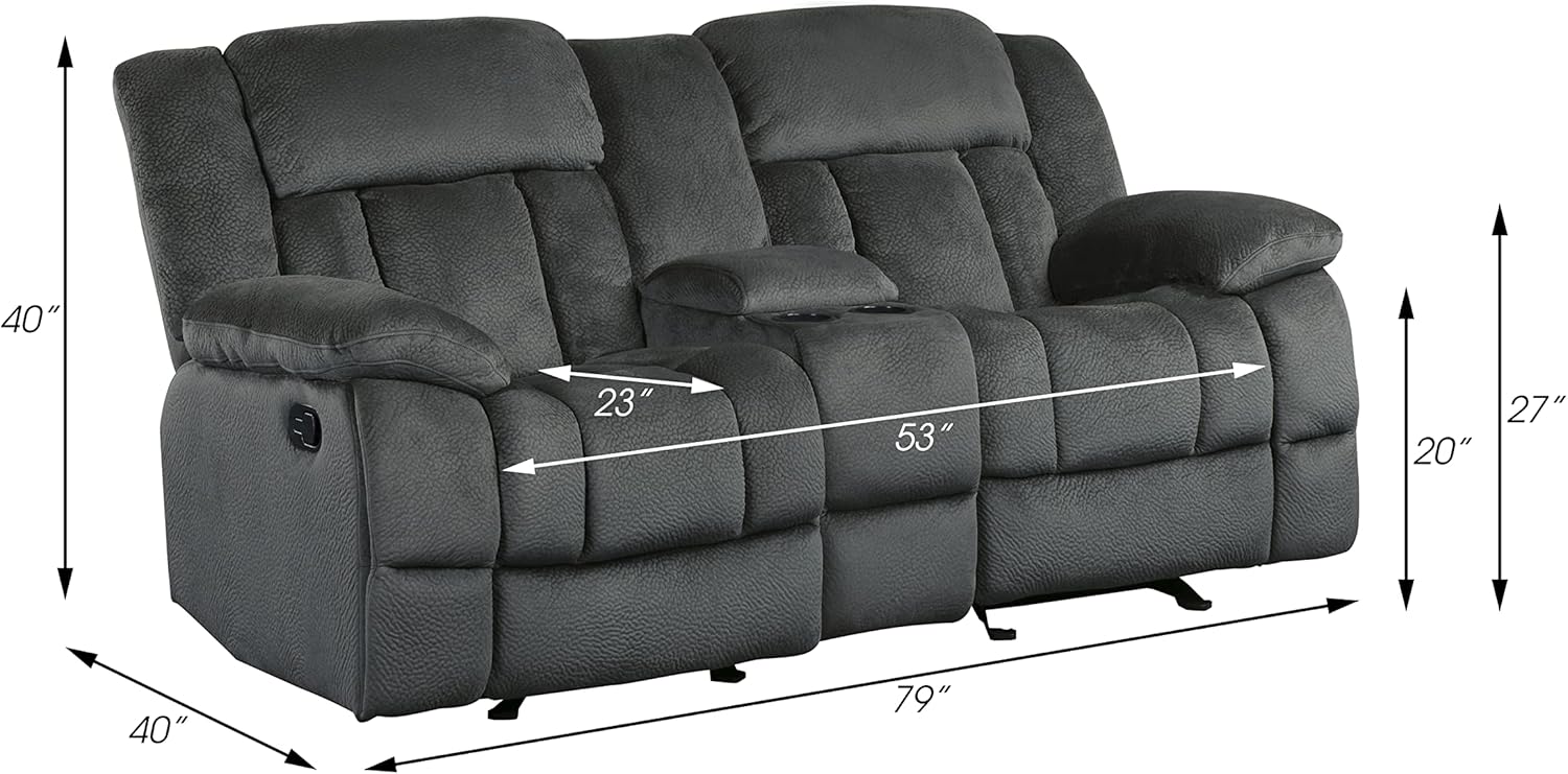 Lexicon Reclining Living Room Set, Wall Hugger Manual Reclining Sofas, Couches for Living Room, Includes Reclining Sofa and Dual Glider Recliner Loveseat, 2-Piece Set, Charcoal​