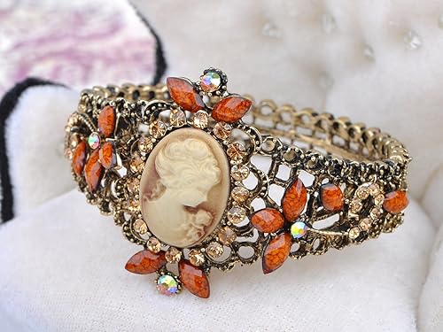 Miniatura 3 de Alilang Pulsera de mujer con camafeo victoriano morado antiguo en tono dorado antiguo