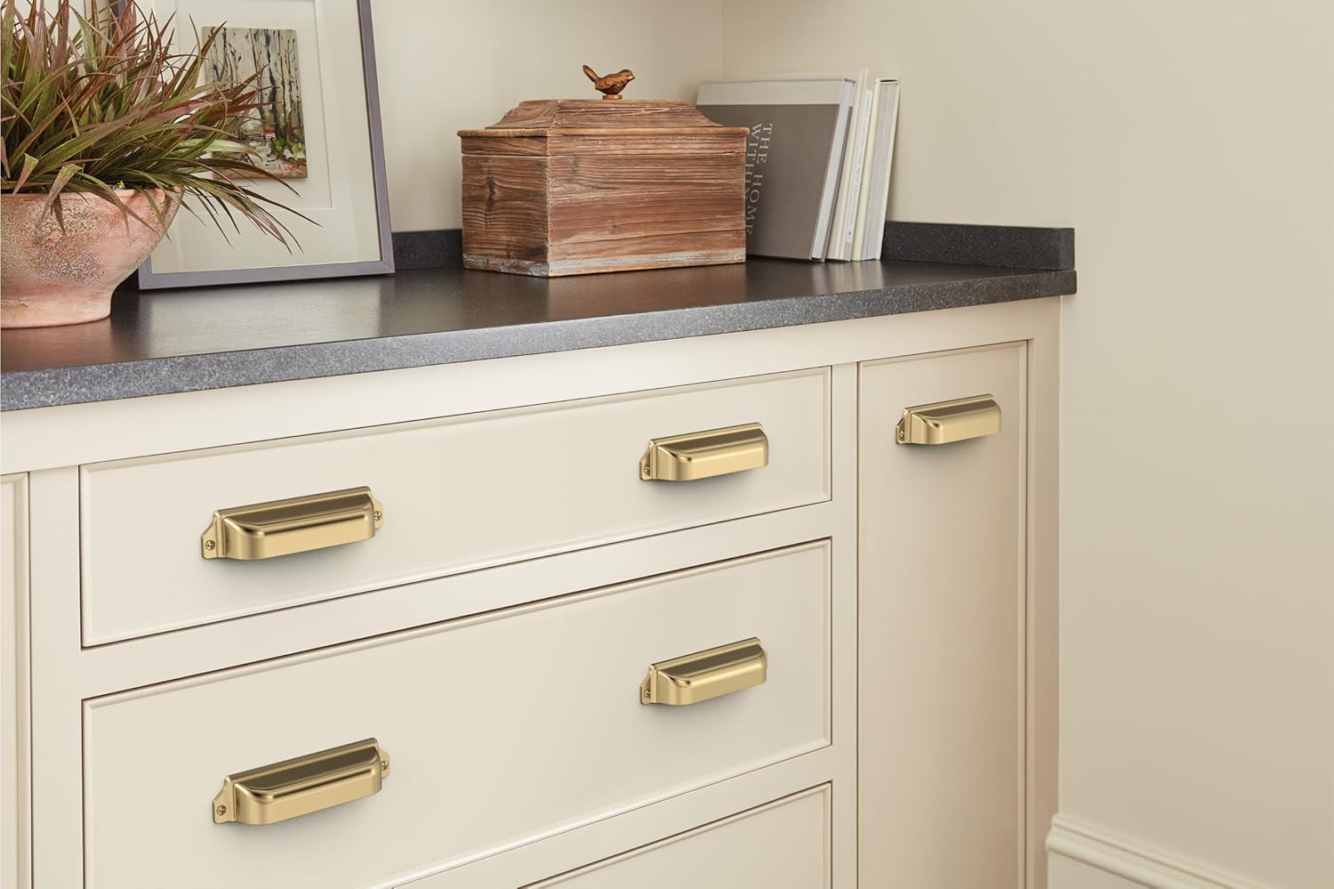 Amerock Haven 3 inch or 3-3/4 inch (76mm or 96mm) Center-to-Center Champagne Bronze Cabinet Cup Pull - 10 Pack