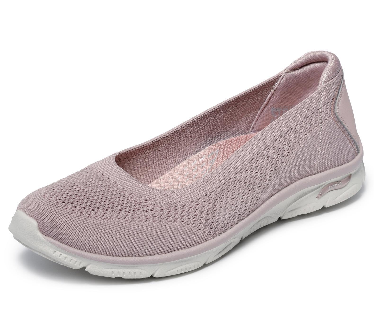 Skechers Women's Arch Fit Sunny Zen Walk Slip-On Sneakers, Rose Knit, 3.5 UK