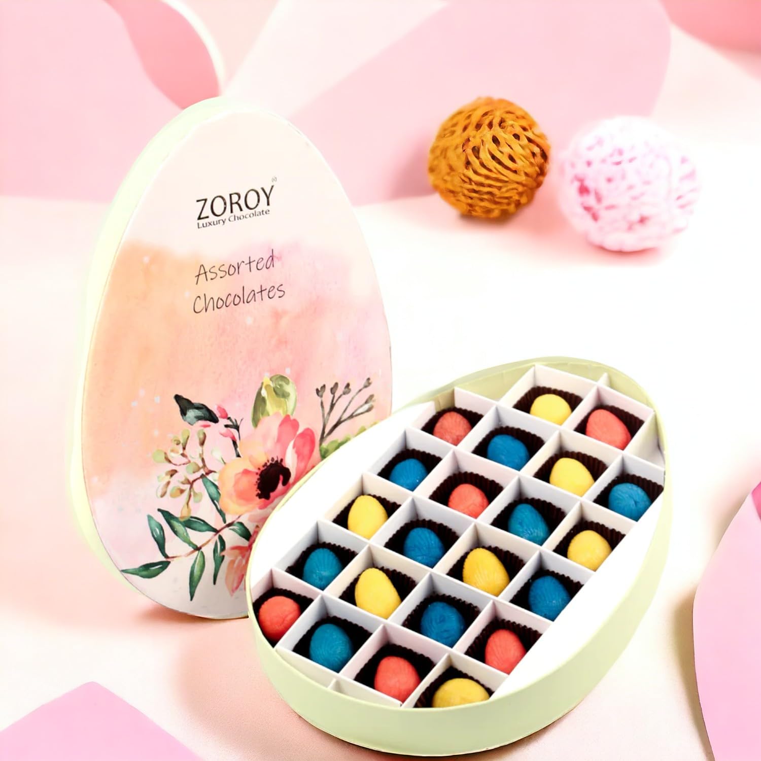 ZOROY Luxury Chocolate Easter Marzipan Eggs | Almond marzipan
