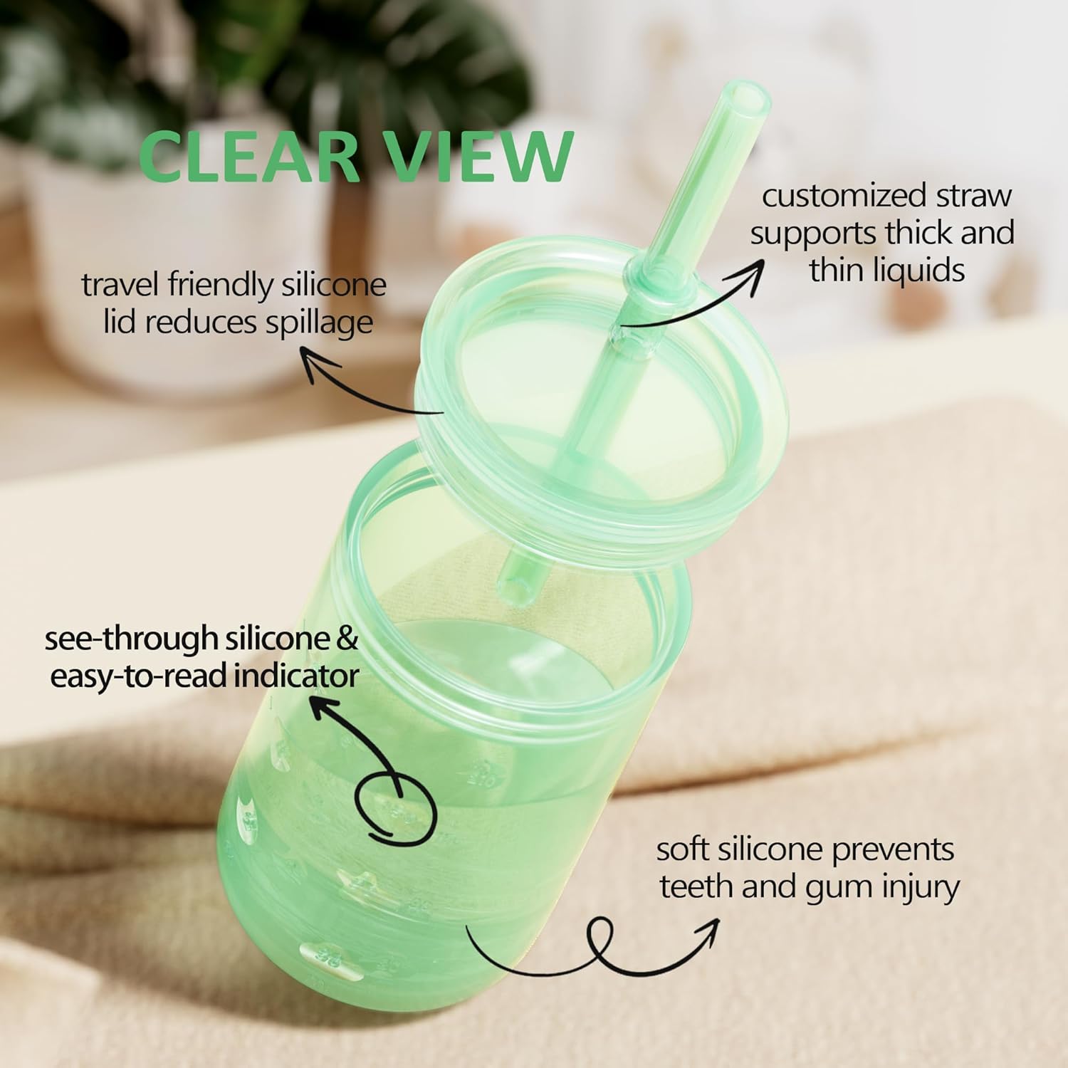 Sippy Cup for 6/6+ Month Old, Silicone Training Cup with Straw Lid, 7 oz Baby Cups 6-12 Months, for Infant and Toddlers (Lemon) - Image 4