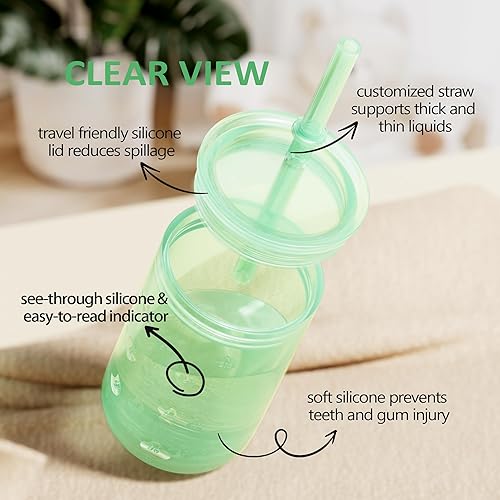 Miniatura 4 de Vaso para beber para niños de 6 a 6 meses o más, taza de entrenamiento de silicona con tapa con pajilla, tazas para bebés de 7 onzas de 6 a 12
