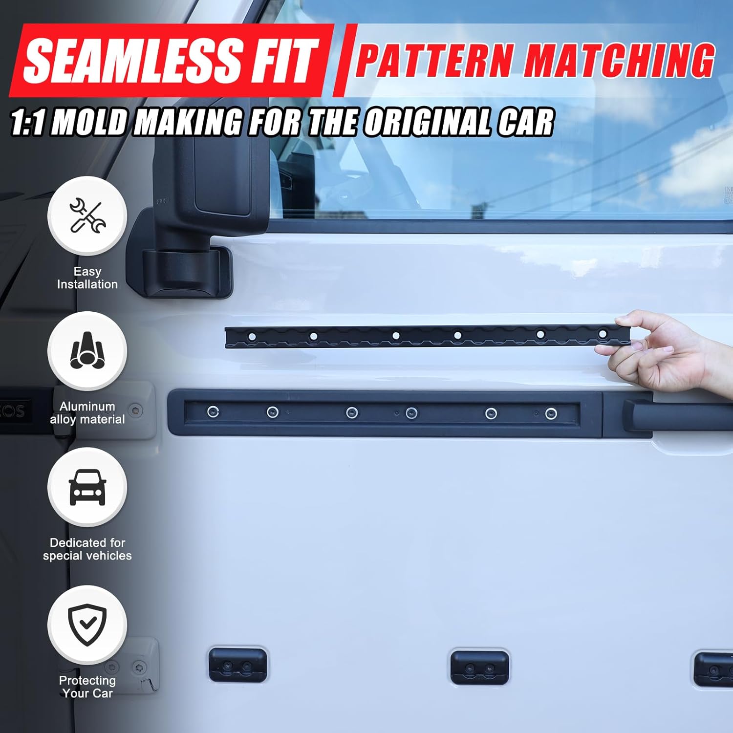Car Door Panel L-Track Rails Rack Shelves and Expansion Base Compatible with INEOS Grenadier 2020-2024 2025+, Aluminum Alloy Car Door Multi-Function Expansion Rails Utility Belt (20PCS)