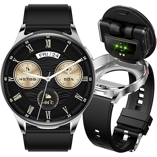 Smart Watch with Earbuds, 2 in 1 Bluetooth Smartwatch, 1.39" HD IPS Screen Smartwatch for Men Women, Fitness Tracker Long Time Standby Men Women Sports Smart Watch (Silver)