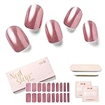 NAILOG Semi Cured Gel Nail Strips, 20 Pcs Pink Long Lasting Stickers Extra Long Nail Wraps with Glossy Gel Finishing for Spring Summer, Cover Girl