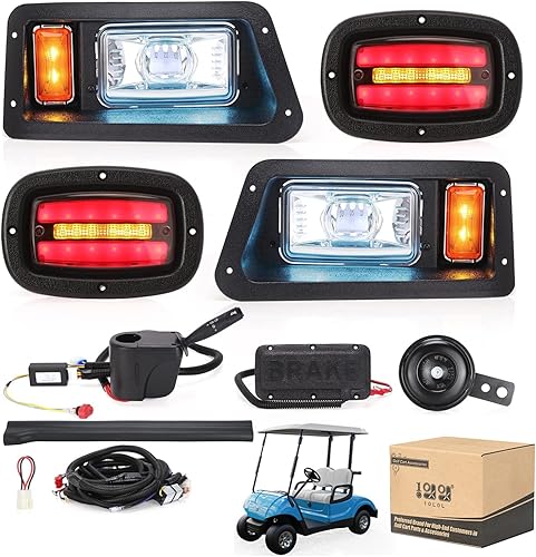 10L0L Kit de faros delanteros para carrito de golf para Yamaha G14/G16/G19/G22 - Convertidor de voltaje integrado para carros de 12 V-48 V, haz