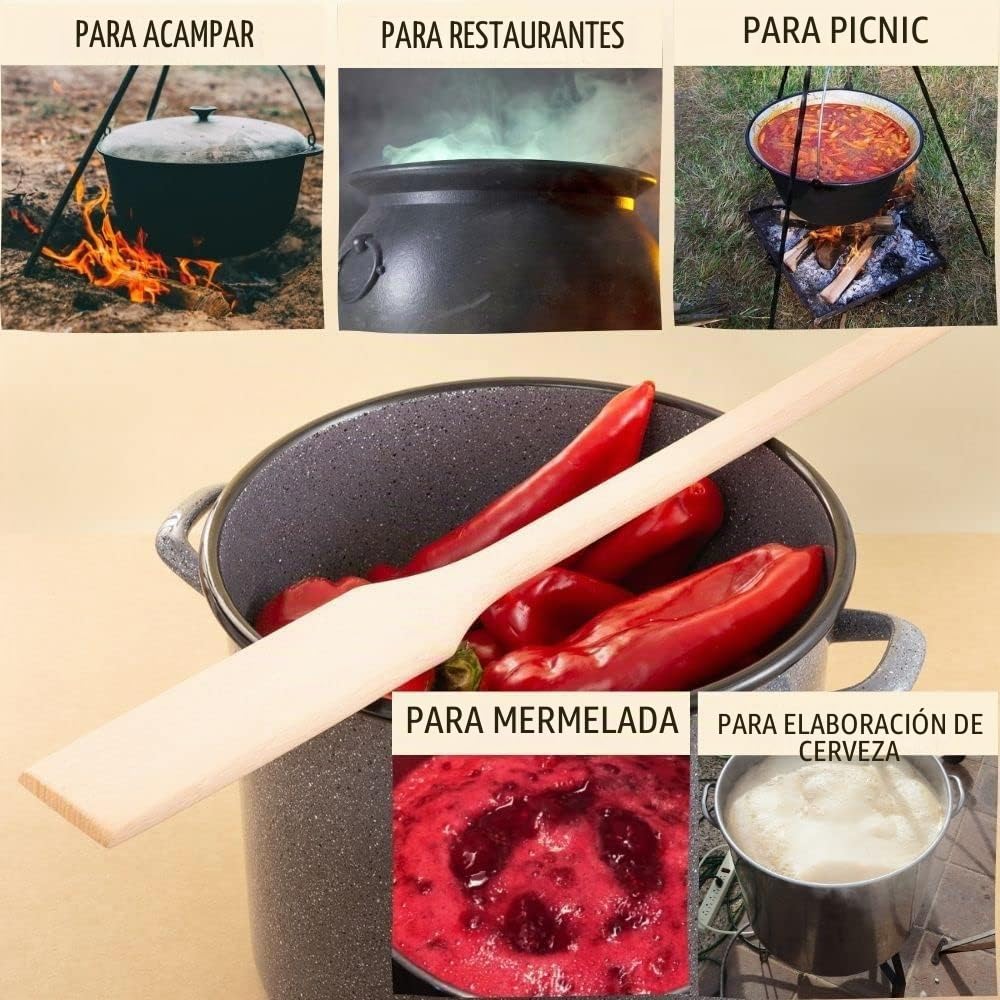 Espátula de madera grande de 32 pulgadas para cocinar, volteador de madera natural de mango largo, resistente al calor, antiadherente, seguro, espátula plana de madera para freír, voltear