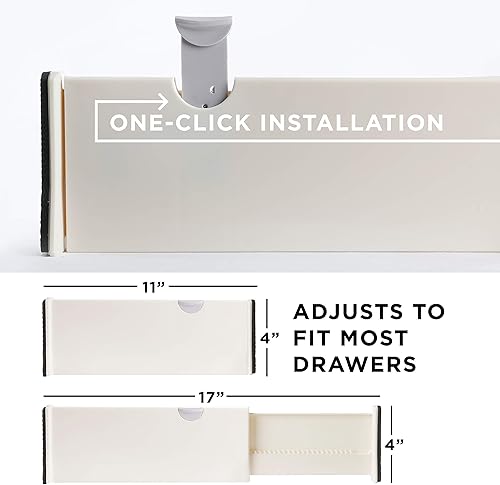 Miniatura 6 de Berry Ave Broom Holder Black (1 Pack) and Drawer Dividers Organizer, 4" High, Expandable from 11"-17" (4-Pack)