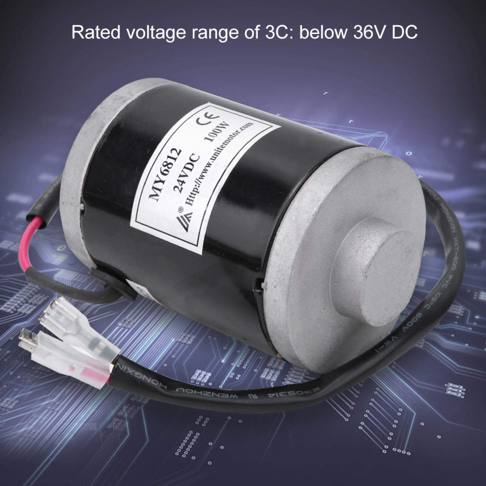 DAUERHAFT Silnik 24 V 100 W elektryczny szczotkowany silnik mocny aluminium premium, z metalowym pasem pasowym, do skutera elektrycznego, roweru elektrycznego