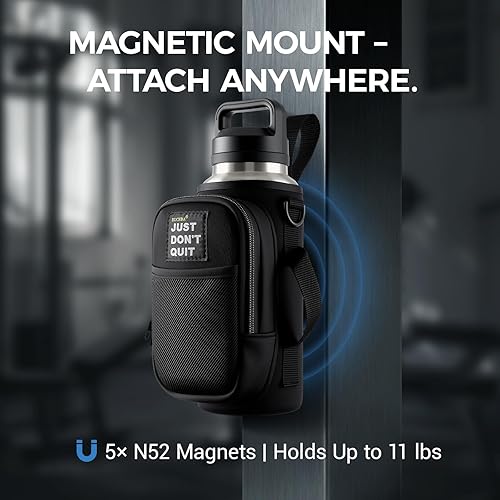 Miniatura 2 de Bolsa magnética para botella de agua con bolsillo para teléfono para 24, 32, 40 onzas, 5 imanes fuertes, de neopreno, correa cruzada ajustable, para