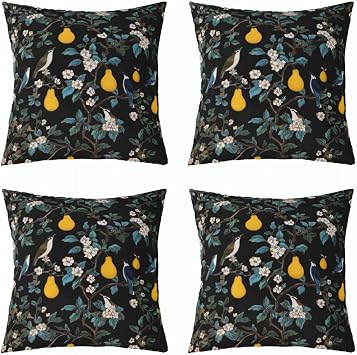 Feelyou Tree Branches Throw Pillow Covers Set of 4 Botanical Decorative Pillowcase Nature Theme Cushion Covers for Sofa Couch Bed Pear Cushion Case Black Home Decor 18 x 18-Inch