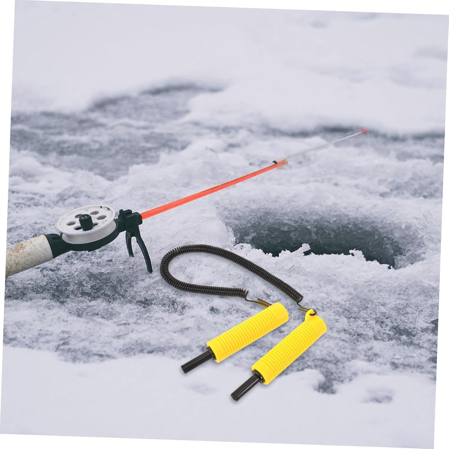 Retractable Ice Fishing Pick with Stainless Steel Spike and Nonskid PVC Handle Compact Ice Breaking Tool for Skating and Walking Safety