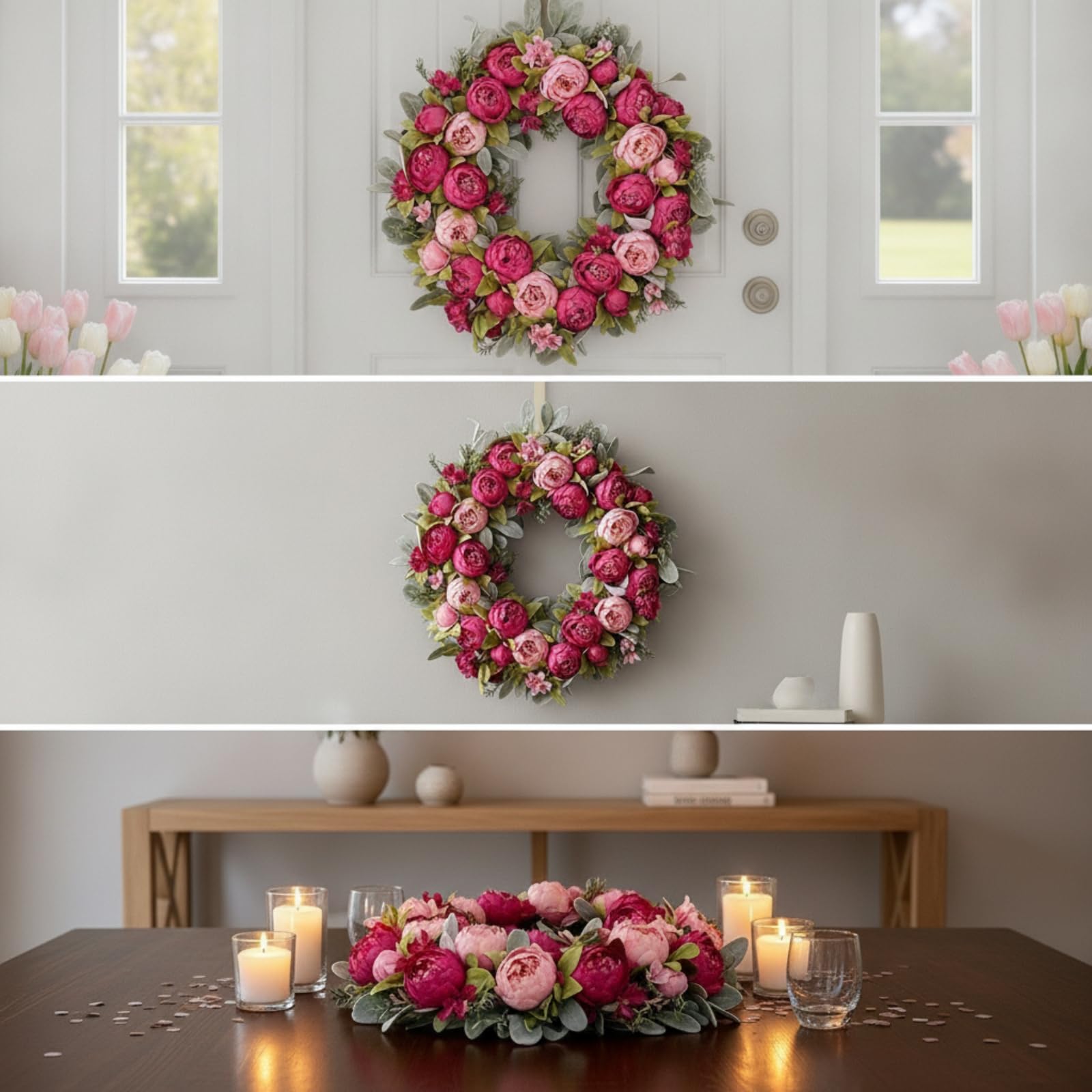 rockible Cronne Artificielle Polyvalente Élégante, Cronne Pivoines, Romantique, Guirlande Florale, pr Mariage, lon