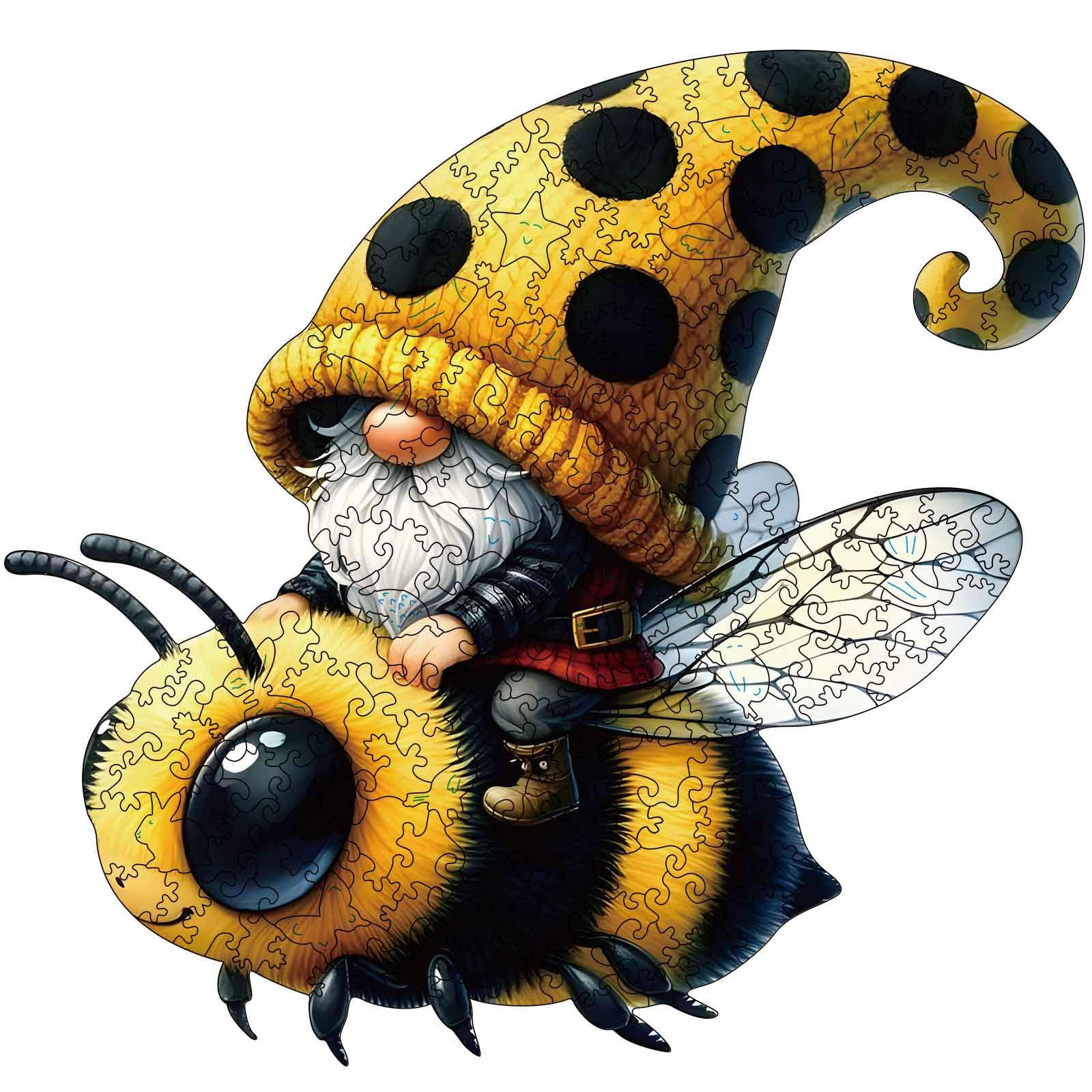 Wooden Jigsaw Puzzles, Bee Gnome 300 Pieces Wooden Puzzles for Adults, Wooden Puzzles with Unique Shape, Great Gift and Family Game 300 Pcs Gnome-2 300 pcs