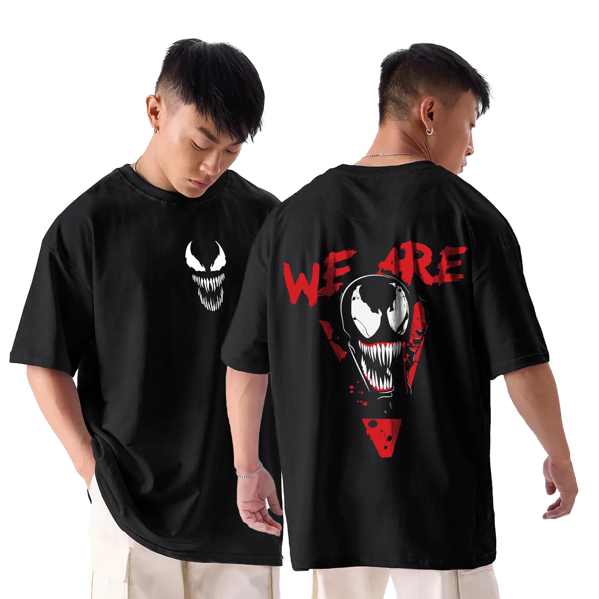 sillystyle Venom Oversized Black Tshirt for Men and Women We are Drop Shoulder Unisex Baggy Loose Fit Cotton T-Shirts-picture-34