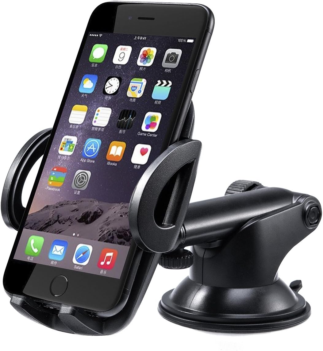 ELEWIUM Gravity Car Mount Universal Air Vent Cell Phone Holder iPhone Samsung LG HTC & Other Smartphone Devices-360° Rotating Joint & Adjustable Auto Clamping Anti-Scratch Silicone Clips (Black)