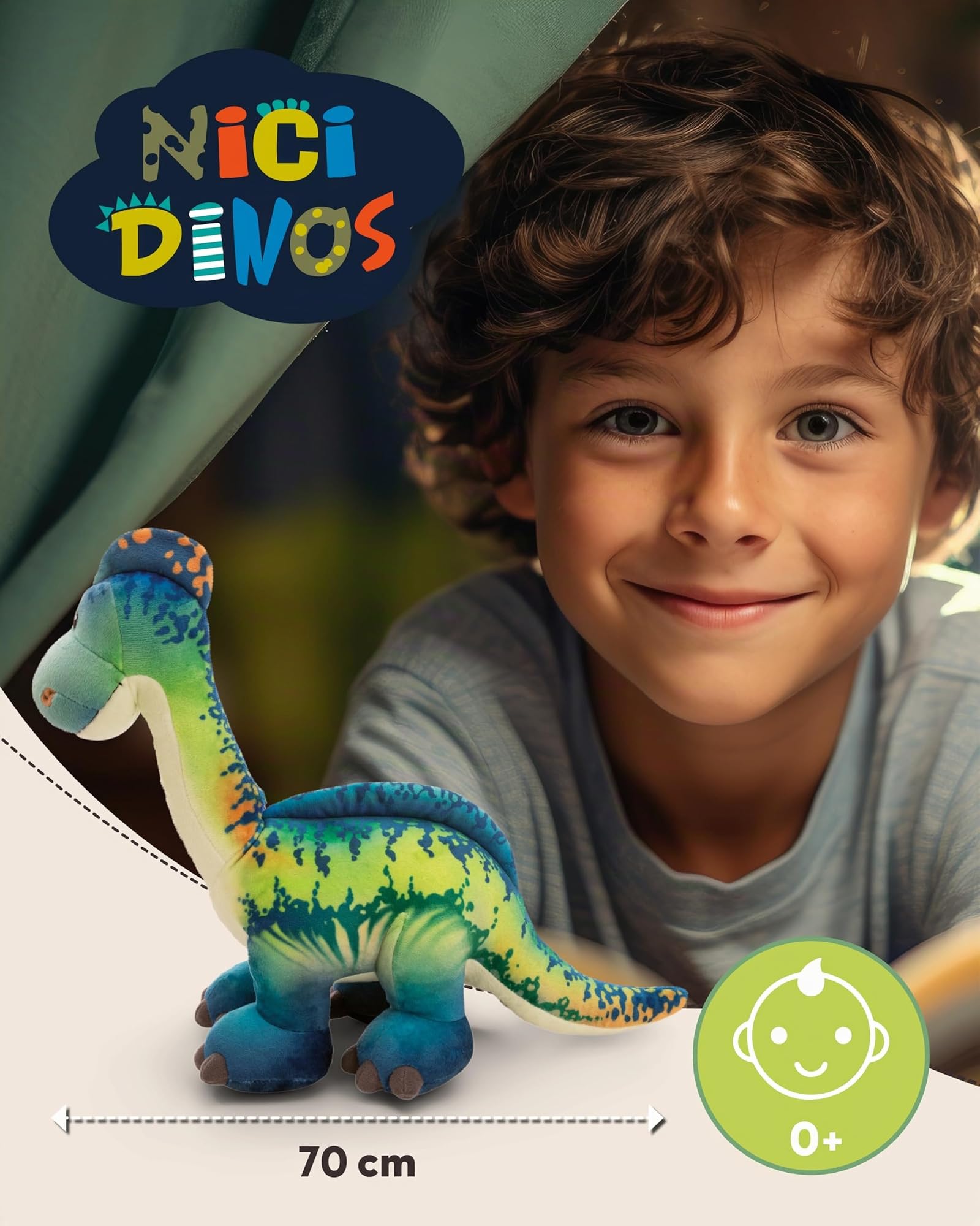 NICI Kuscheltier Dino Snackilus 70cm - blau - Weiches Plüschtier – niedliches Stofftier zum Kuscheln & Spielen – tolle Geschenkidee für Kinder & Erwachsene - 61574