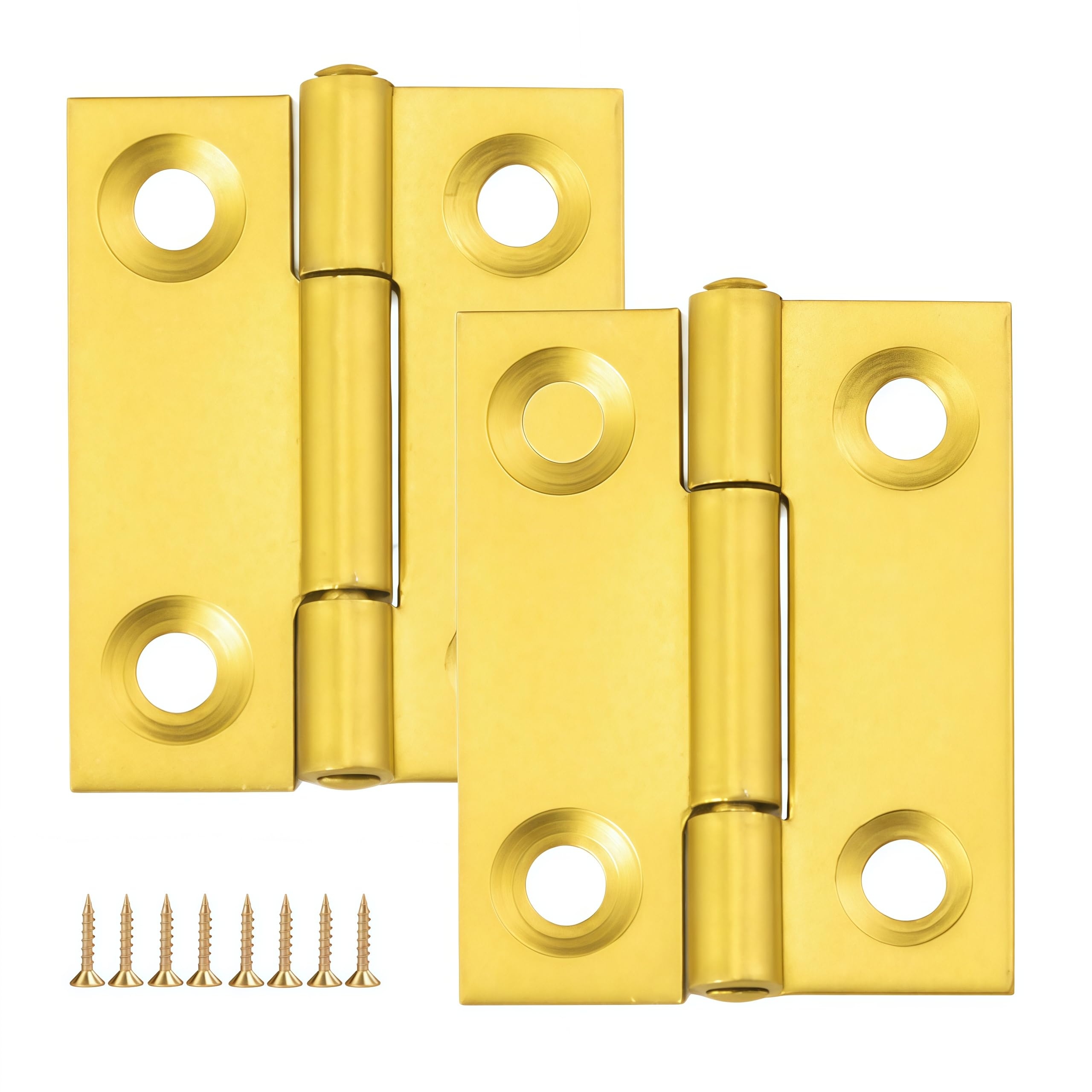 Vbnexyr Regular Hinge 2 Pack Of Gold Stainless Steel Folding Hinges For Cabinets And Wardrobes 38 * 30 * 1.5Mm