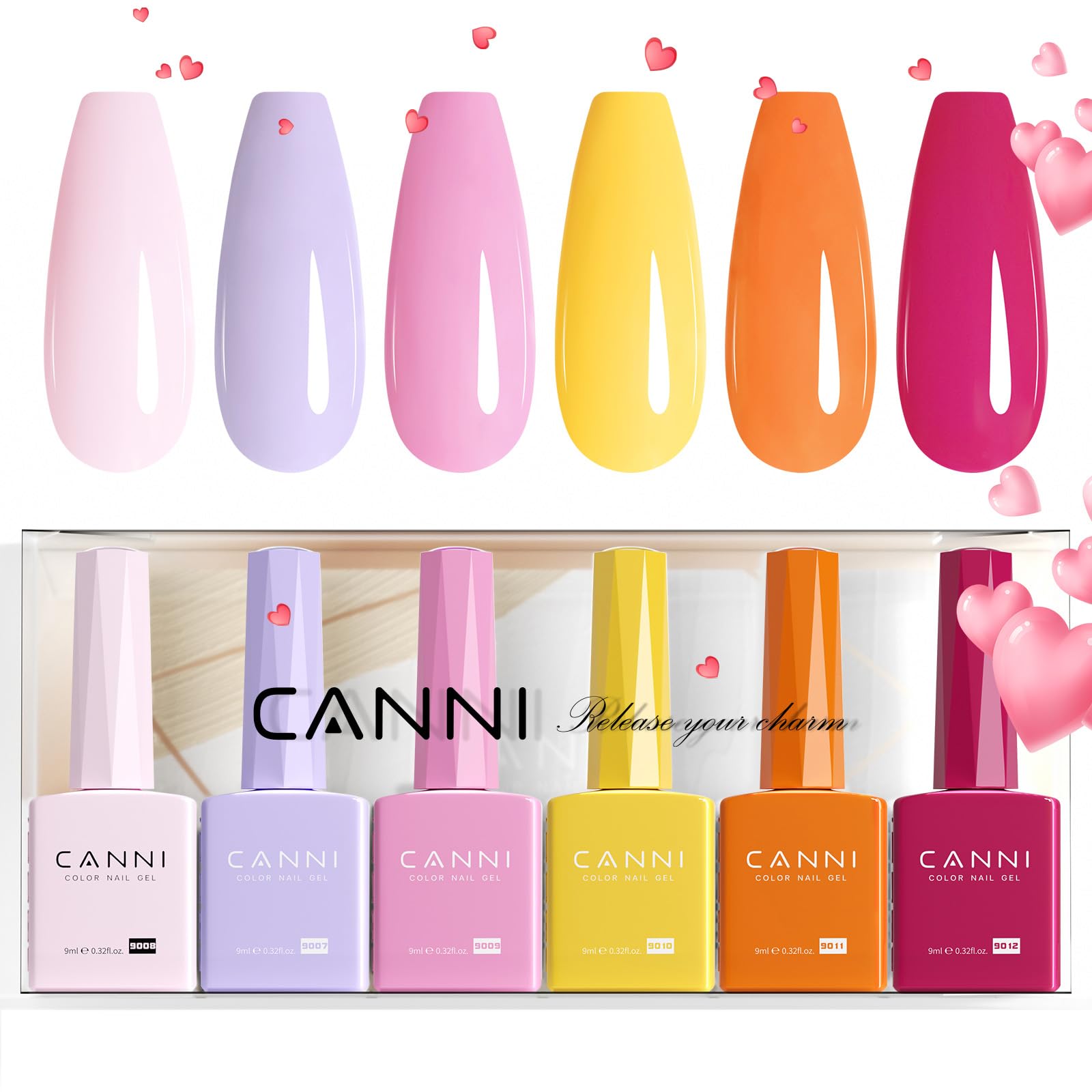 CANNI Esmaltes Semipermanentes de Uñas en Gel 6 Color | rosa púrpura amarillo naranja granate UV Gel Kit Gel Nail Polish Esmalte Uñas Valentín Kit Uñas Semipermanentes Pintauñas Set