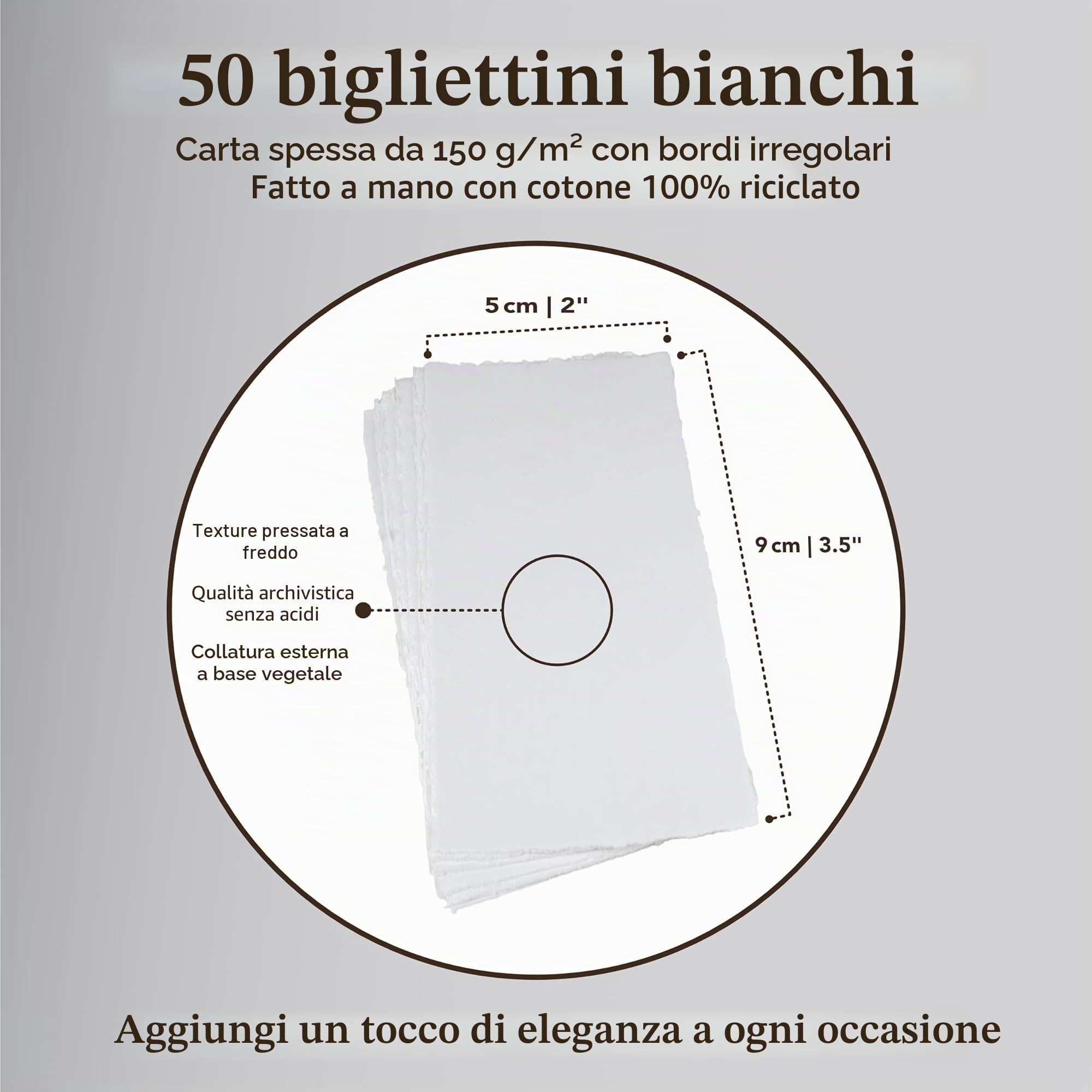 Wanderings - Carta per Biglietti Fatti a Mano con Bordo a Ponte - 25 Fogli - Carta per Acquerello/Tecnica Mista Artisti, Artigiani - Etichette, Segnaposti, Appunti - 150 GSM - Piegata a 5x9 cm
