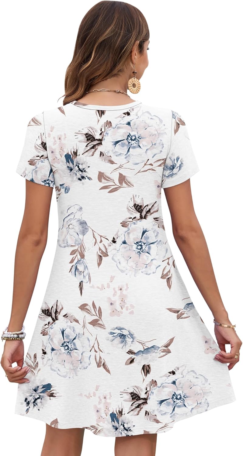 MOLERANI Women's Summer Dress 2025 Casual T-Shirt Pleated Short Sleeve Beach Sundress Travel Vacation Outfit - Image 2