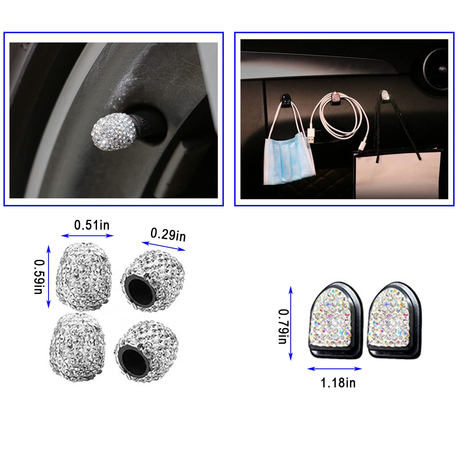 hifrom 20 pezzi accessori per auto brillantini, accessori per interni auto con brillantini per donne, accessori per auto brillantini, porta occhiali brillantini per donne, supporto per cellulare