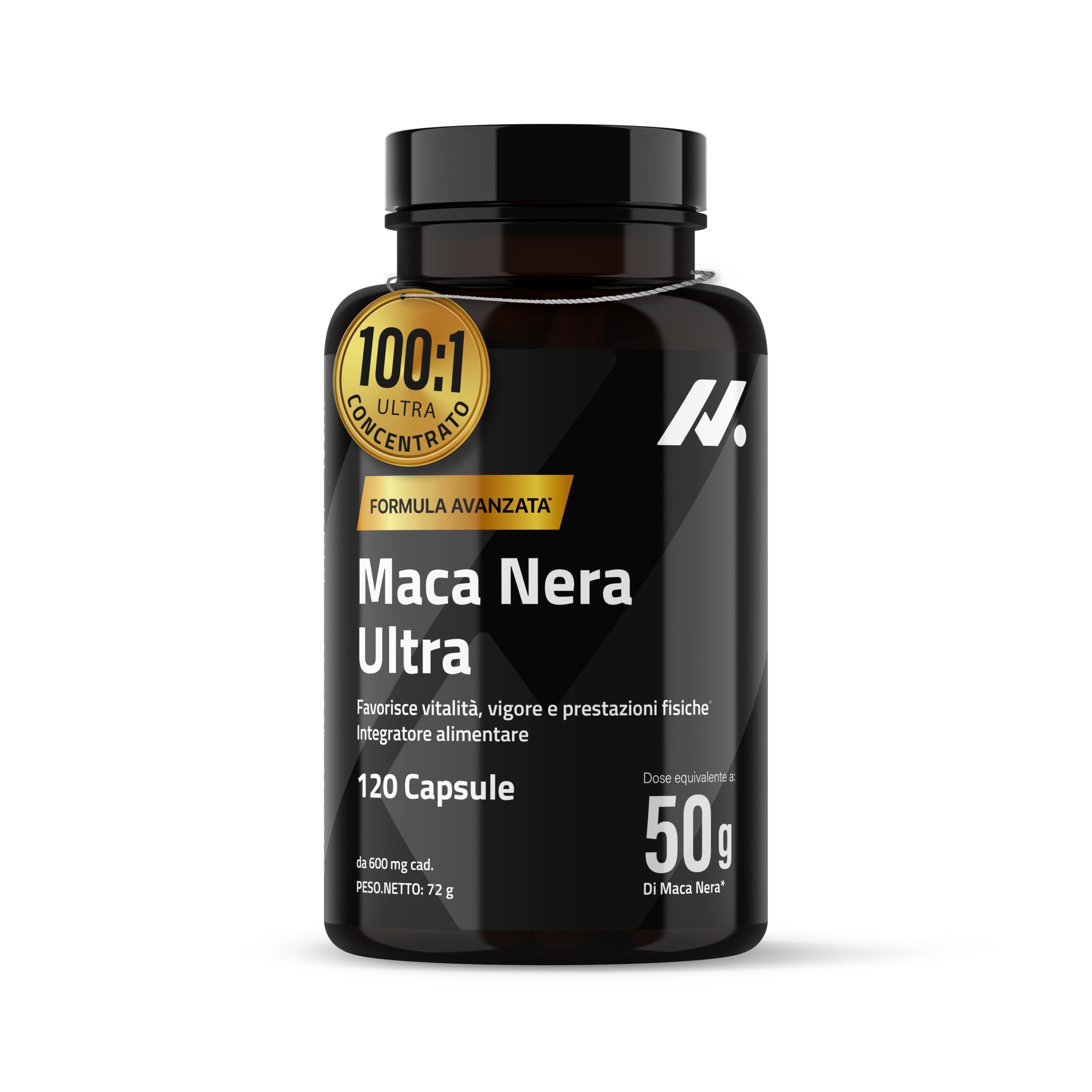 Maca Nera Extra Forte 50.000 mg 100:1 – Integratore per Uomo con Maca Peruviana, Zinco e Vitamina B6 – Energia e Vitalità – Testosterone Support – 120 Capsule – Nyvos