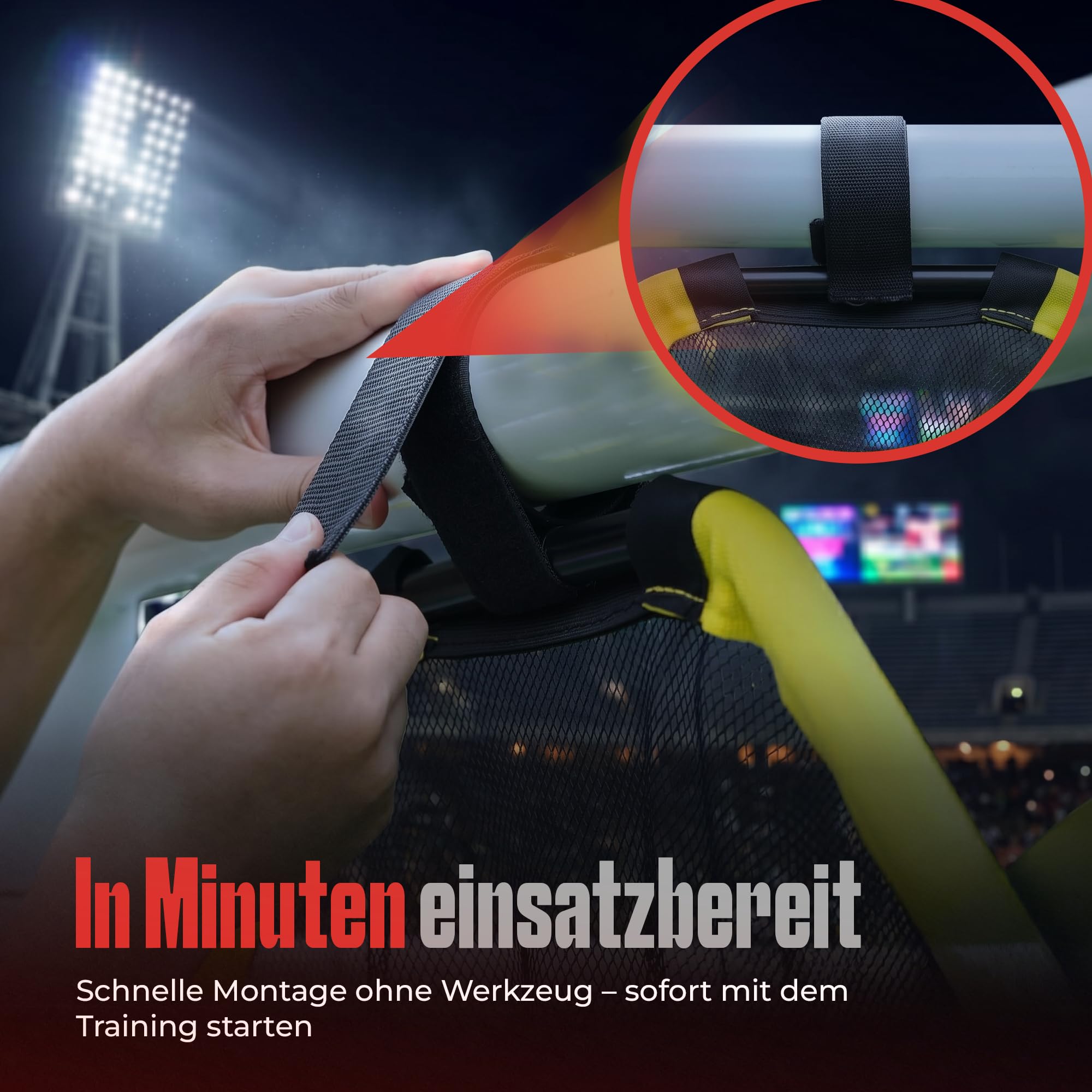 GainPlay Fußball Zielnetz – Trainingshilfe für Schuss- & Zielgenauigkeit, einfache Befestigung am Torpfosten, auch als Ballnetz nutzbar, mit Verschlussfunktion – Fußball Trainingszubehör