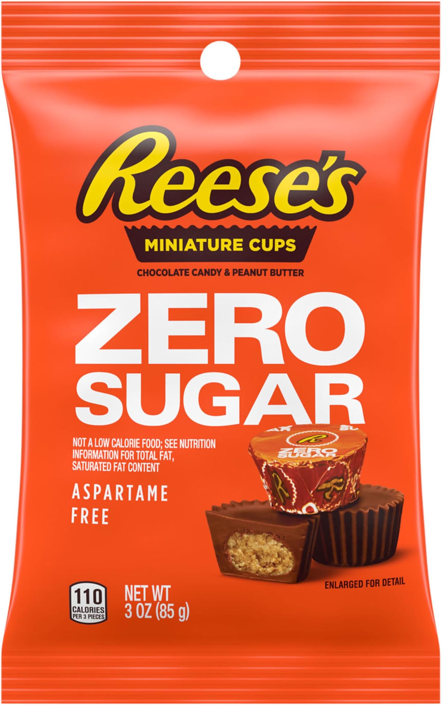 Zero Sugar Miniatures Chocolate Peanut Butter Cups, Candy Bags, 3 oz (12 Count)