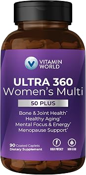 Vitamin World Ultra 360 Multivitamin for Women 50 Plus, Womens 50+ Multivitamin with Minerals & Herbs for Menopause Support, Supplement with Vitamin B, D, E & Zinc for Healthy Aging, 90 Caplets