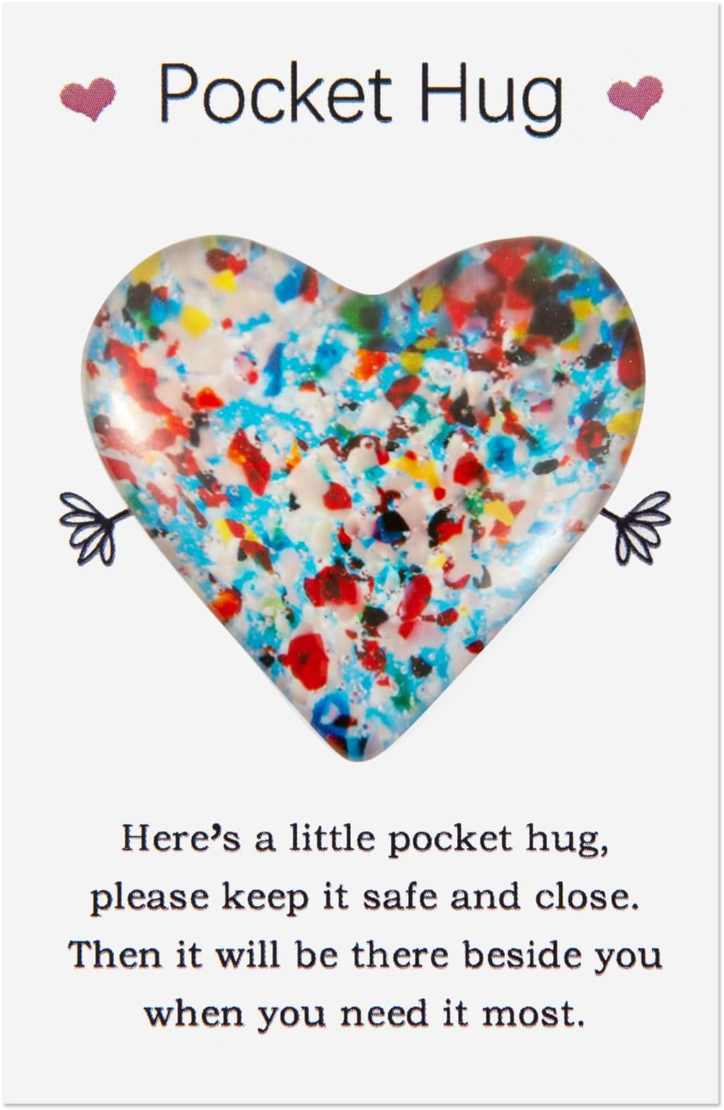 Pocket Hugs Heart, Thinking of You Gifts, Keepsake Gifts for Women Friends, Go to University School Positive Good Luck Birthday Wedding Christmas Mothers Day Valentines (Multicolor)