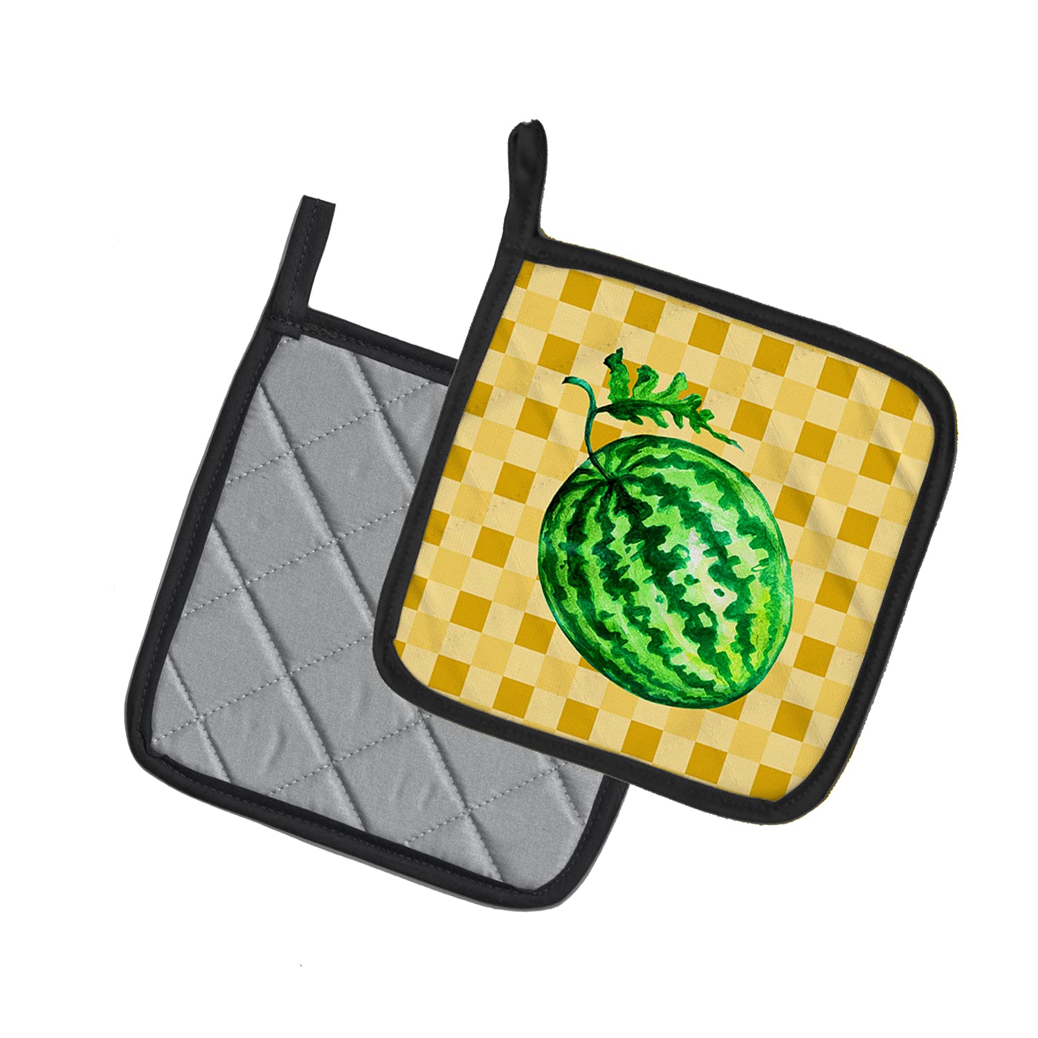 Caroline's Treasures BB7252PTHD Topflappen, Wassermelone auf Korbgeflecht, hitzebeständig, Topflappen-Set, Ofen, heiße Pads zum Kochen, Backen, Grillen, 19,5 x 19,5 cm, 19,5 x 19,5 cm