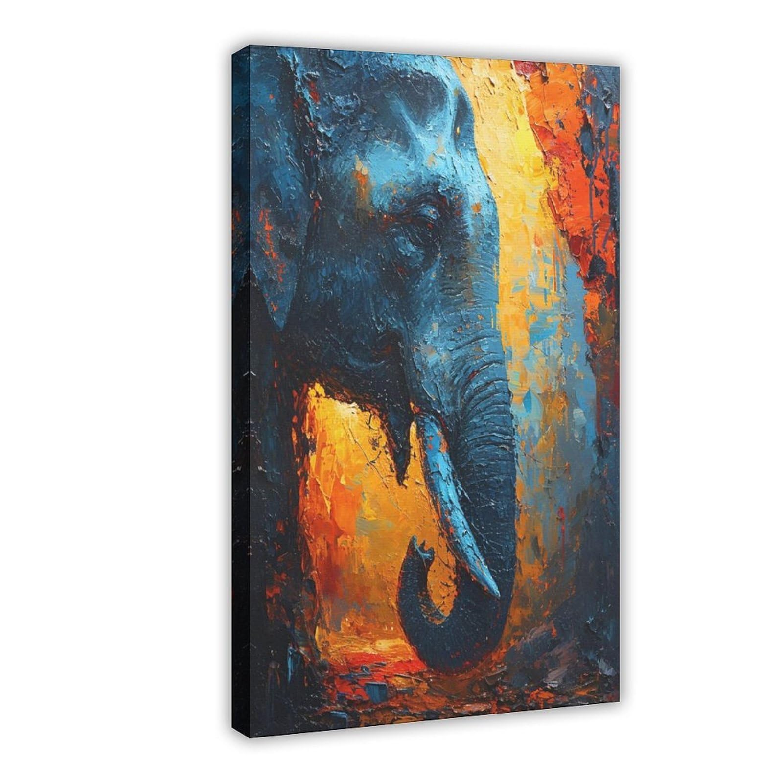 Bareronor Watercolour Elephant Poster Canvas Poster Bedroom Decor Landscape Office Room Decor Gift 24" L X 36" W