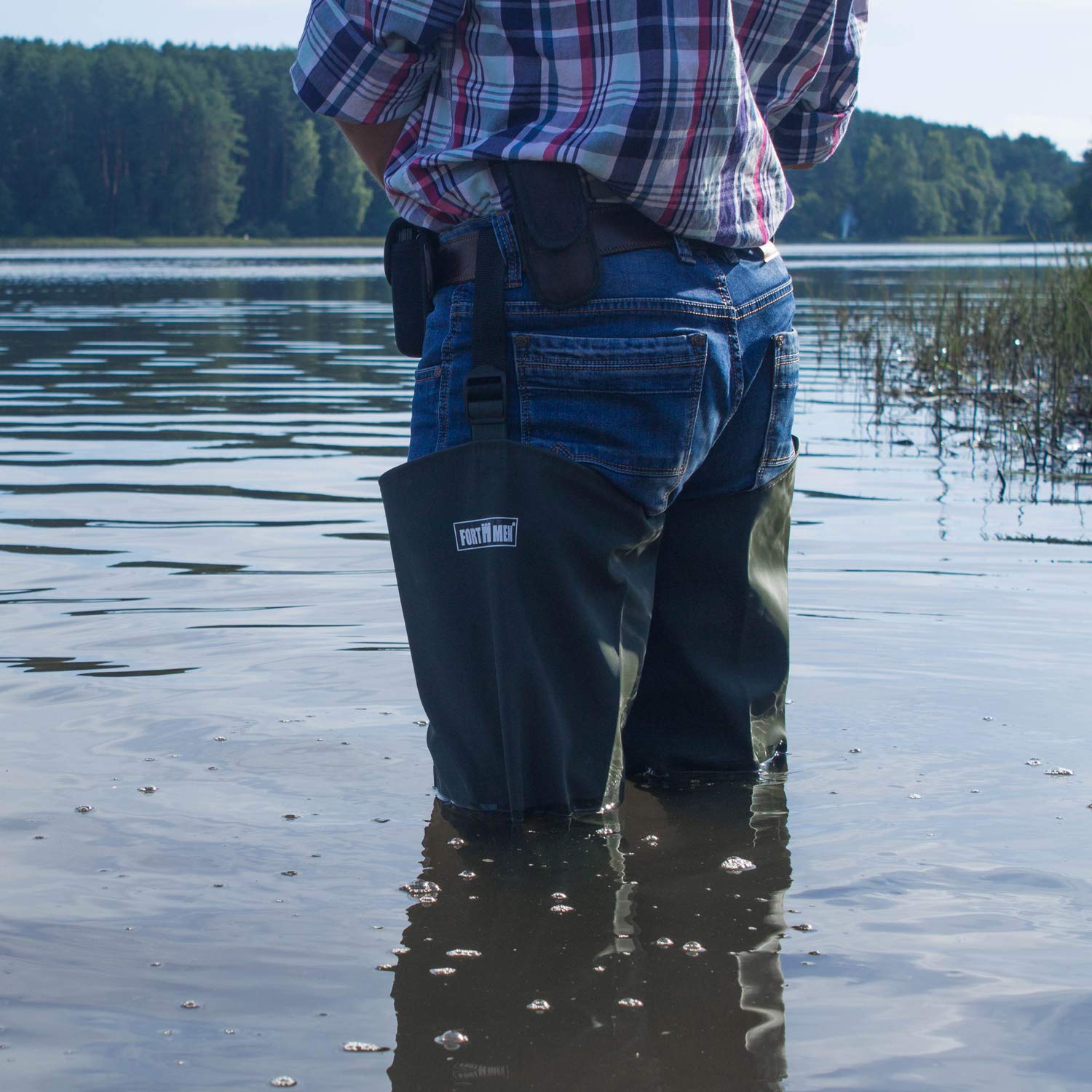 Watstiefel Herren Anglerhose mit Stiefel wasserdichte Wathose Größe Gr. 38-47 Lange Watthosen Gummistiefel Fishing Boots Angel