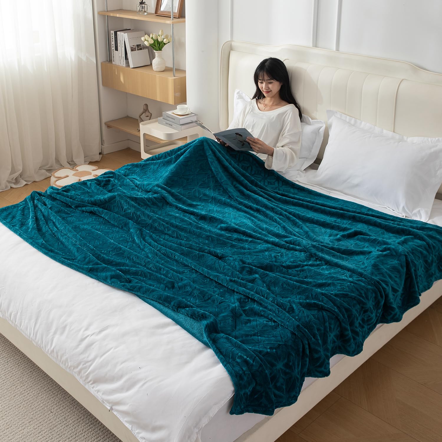 HOKIPO AC Blanket Double Bed Queen, 200x230 cm / 6.5x7.5 feet, Teal (AR-5259-TEAL)-image-37