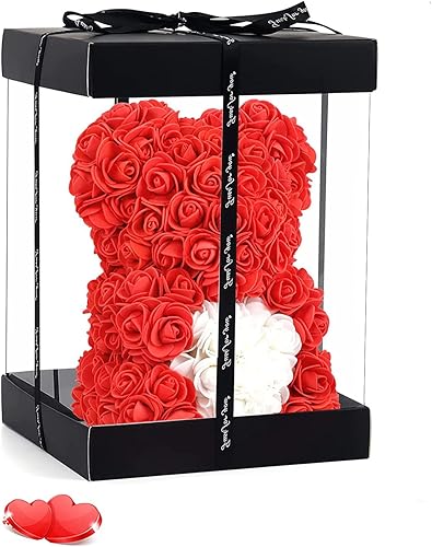 rose bear Regalos para el día de San Valentín para ella regalos de oso de flores de rosas para niñas mujeres madres novias oso de peluche de rosas