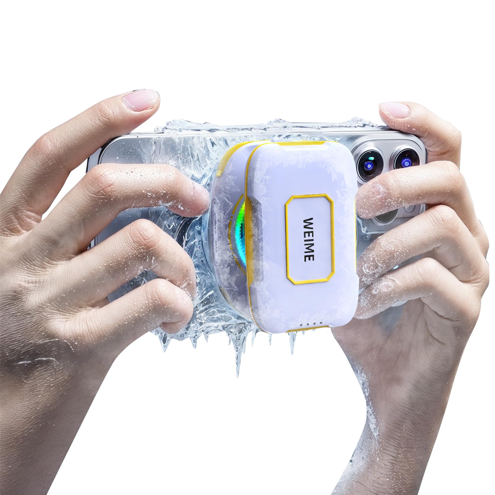 Ventola di raffreddamento magnetica ricaricabile silenziosa con luci RGB, radiatore a semiconduttore per iPhone e Android, radiatore a basso rumore per telefono TikTok Live