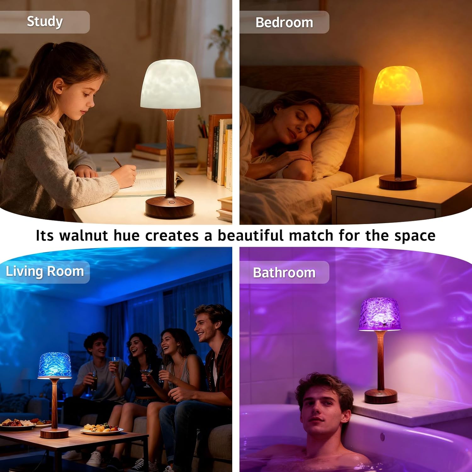 Shower Light, Spa-Like Waterproof Bathroom Shower Lamp with 16 Color Ocean Wave Projector, Rechargeable Cordless Light with Touch & Remote Control, Bathroom Lamp for Inside Shower & Bathtub - Image 8