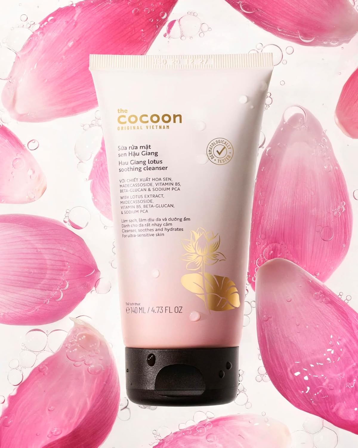 Hau Giang Lotus Soothing Cleanser - Gentle Facial Wash for Sensitive Skin, Natural Lotus Extract, Hydrating & Moisturizing, Protects Moisture Barrier, 100% Vegan - Image 5