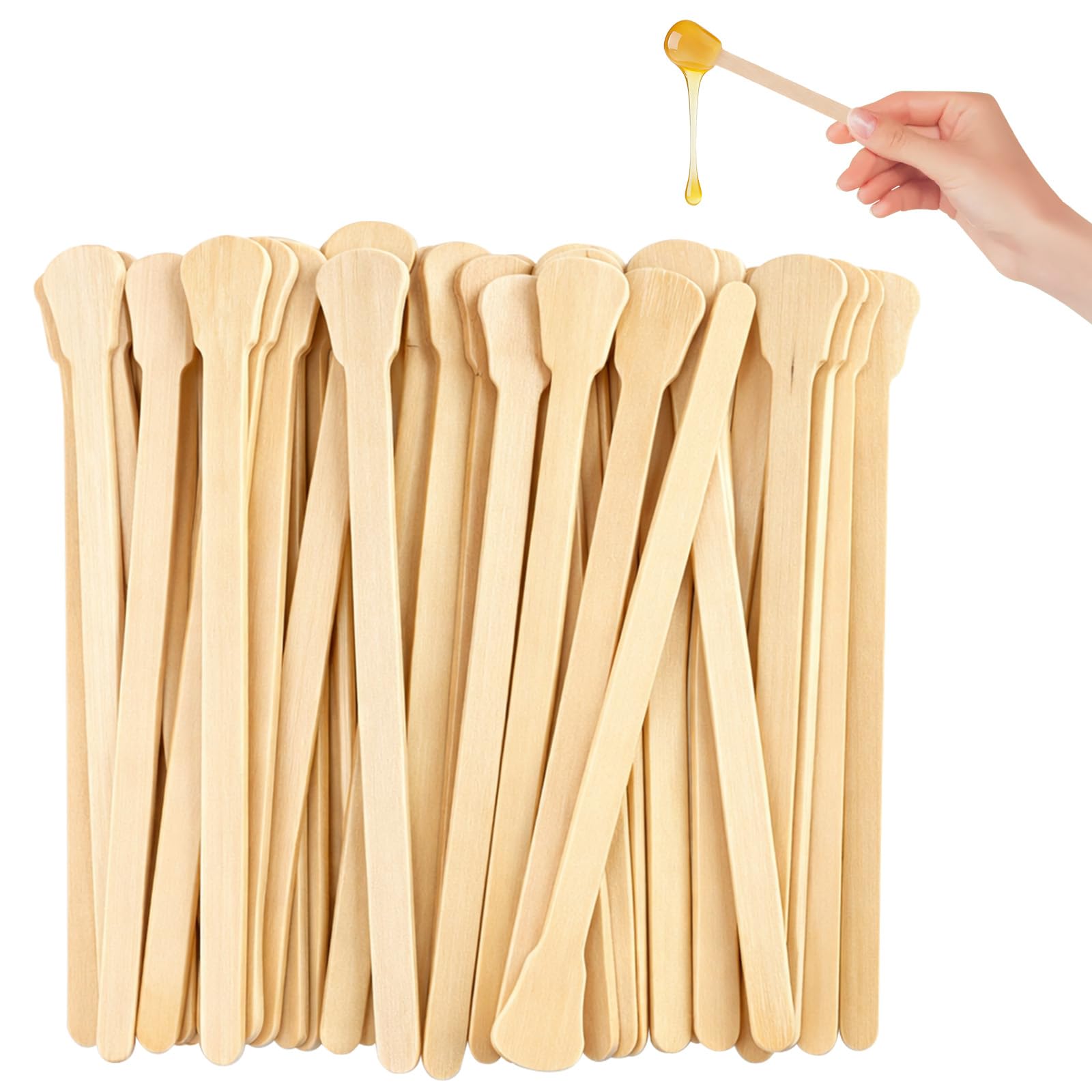 100pcs Disposable Wooden Wax Sticks, Eyebrow Waxing Sticks, Small Wax Spatulas, Waxing Applicators for Facial, Lip & Eyebrow Hair Removal, Wood Waxing Spatulas for Salon & Home Use