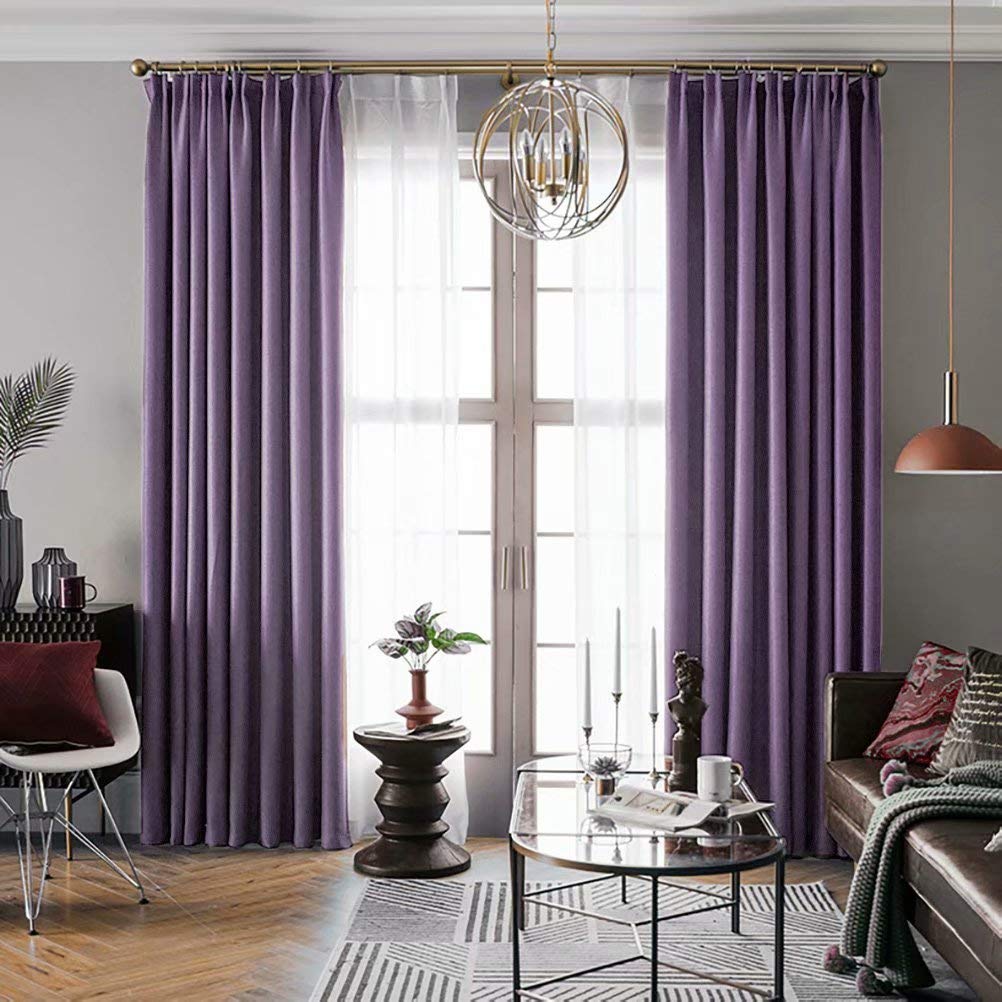 Leadtimes Purple Vinatge Velvet Curtains Super Soft Bedroom Light Blocking Window Drapes with Grommets 52 x 84 inch x 1 Panel