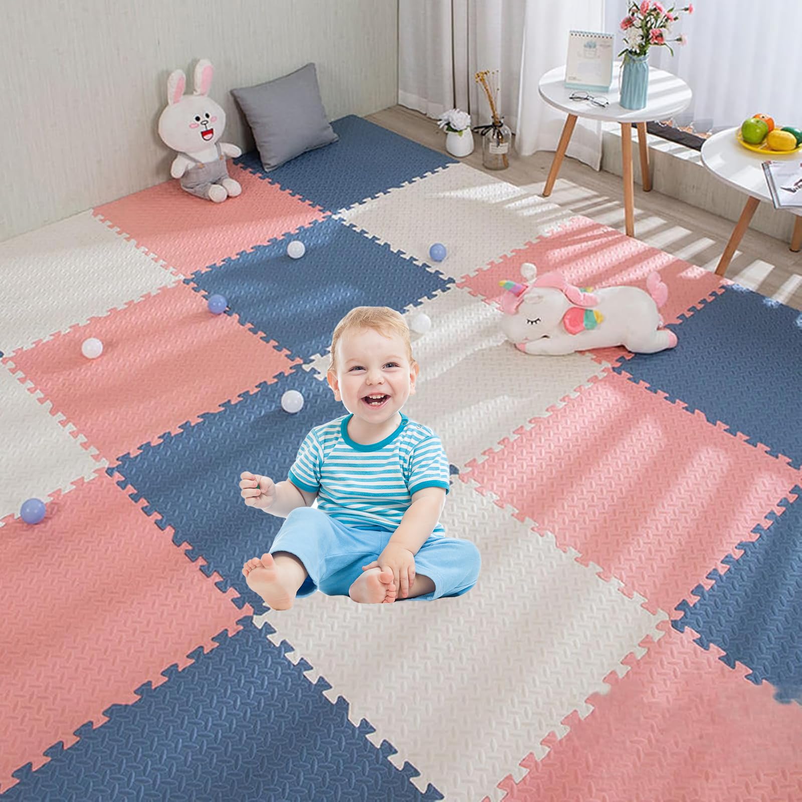 Puzzlematte Baby 18pcs, 30x30cm, Dick: 1,2cm, Fläche: 1,6m², bpa frei | Spielmatte Baby Puzzlematte, Puzzlematte Kinder, wasserdicht, rutschfest, ungiftig, unendlich erweitern, leicht zu reinigen